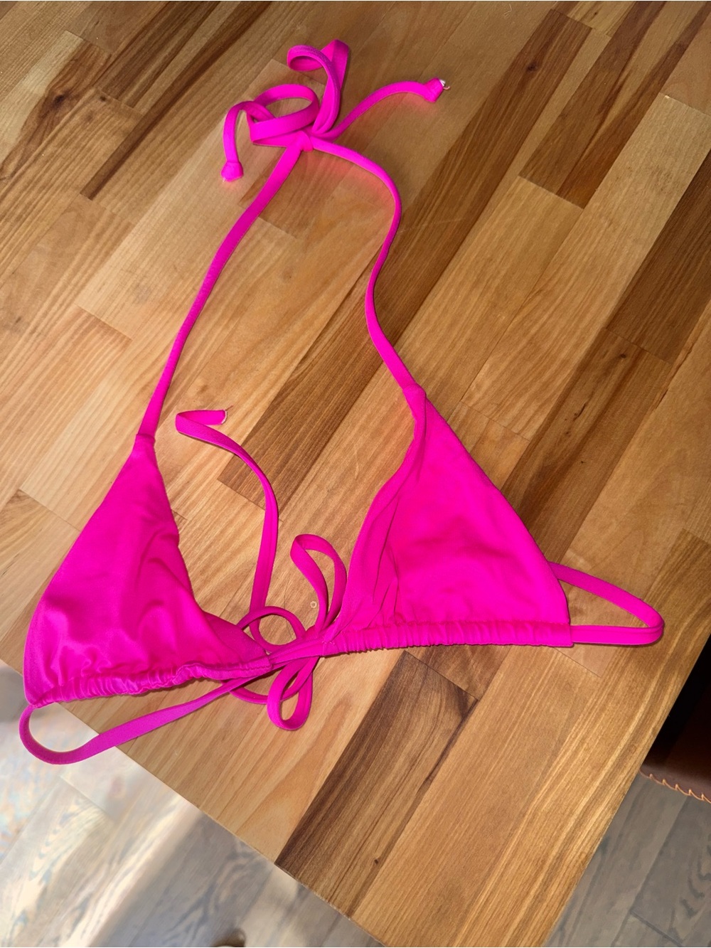 Like-new Frankie’s Bikinis Neon Pink Triangle String Bikini Top